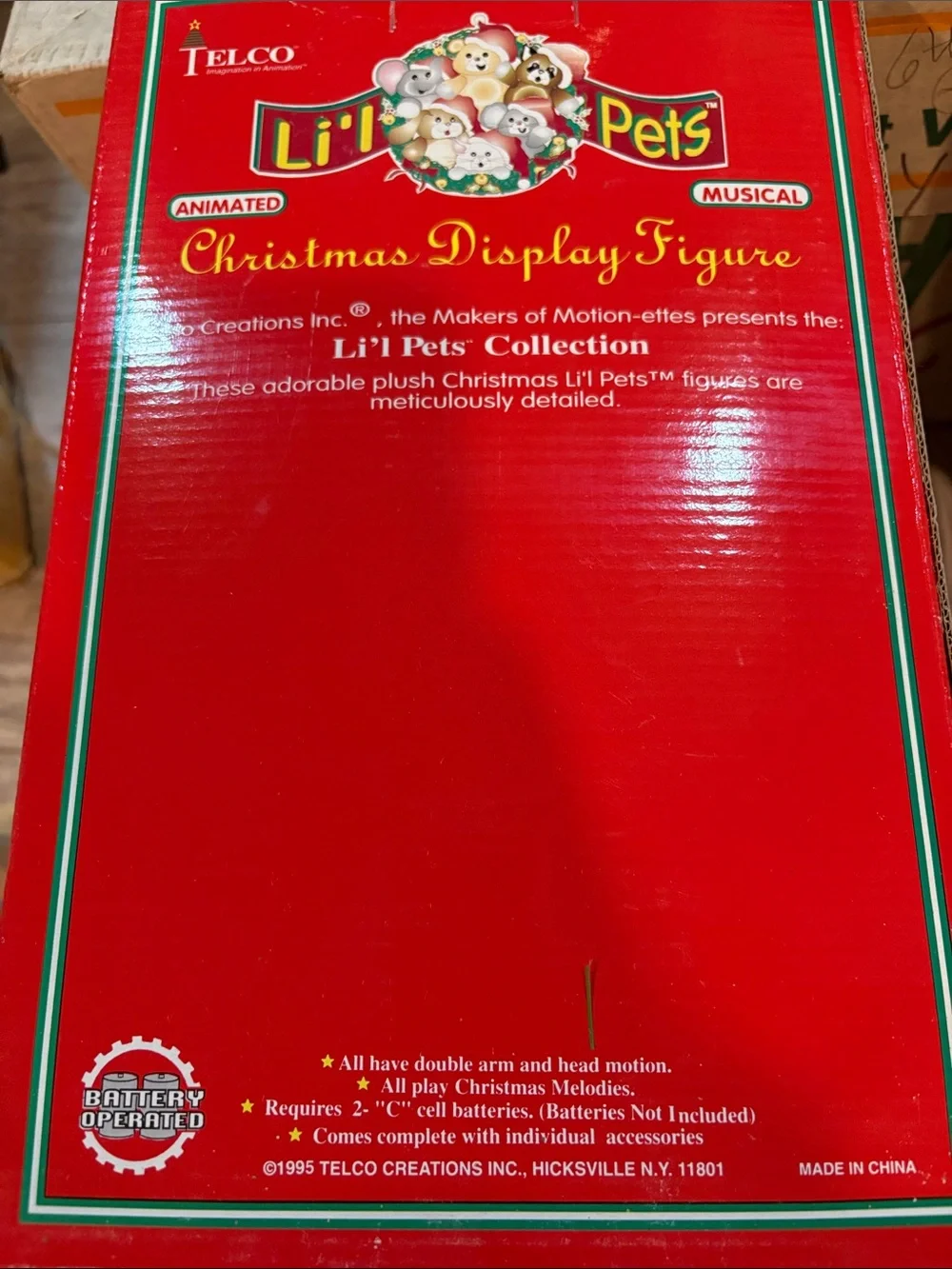 Telco Li'l Pets Gray & White Animated Christmas Mouse with Yellow Cheese